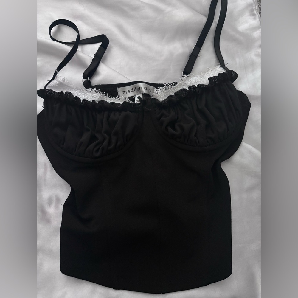 Madden Girl Black Camisole with White Lace
